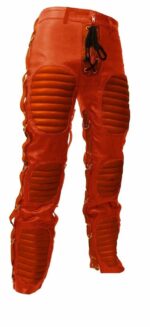 Red Heavy Duty Lace Up Leather Pant