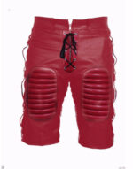 Red Zip Lace Up Leather Shorts