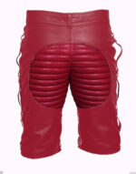 Red Zip Lace Up Leather Shorts