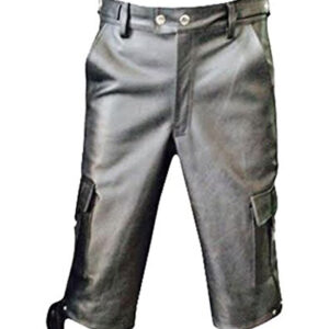 Black Combat Cargo Leather Shorts