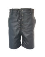 Black Leather Front Laced Shorts