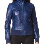 blue-short-bomber-leather-biker-jacket