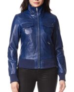 blue-short-bomber-leather-biker-jacket