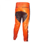 Men Contrast Panels Orange Leather Biker Pant Back