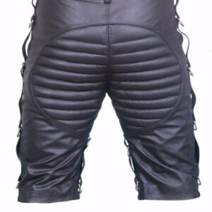 Black lace up Leather Shorts