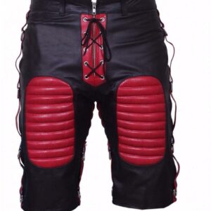 Red & Black Leather Shorts
