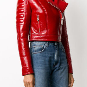 red-shearling-fur-leather-padded-biker-jacket
