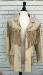 Tan Leather Western Fringed Jacket