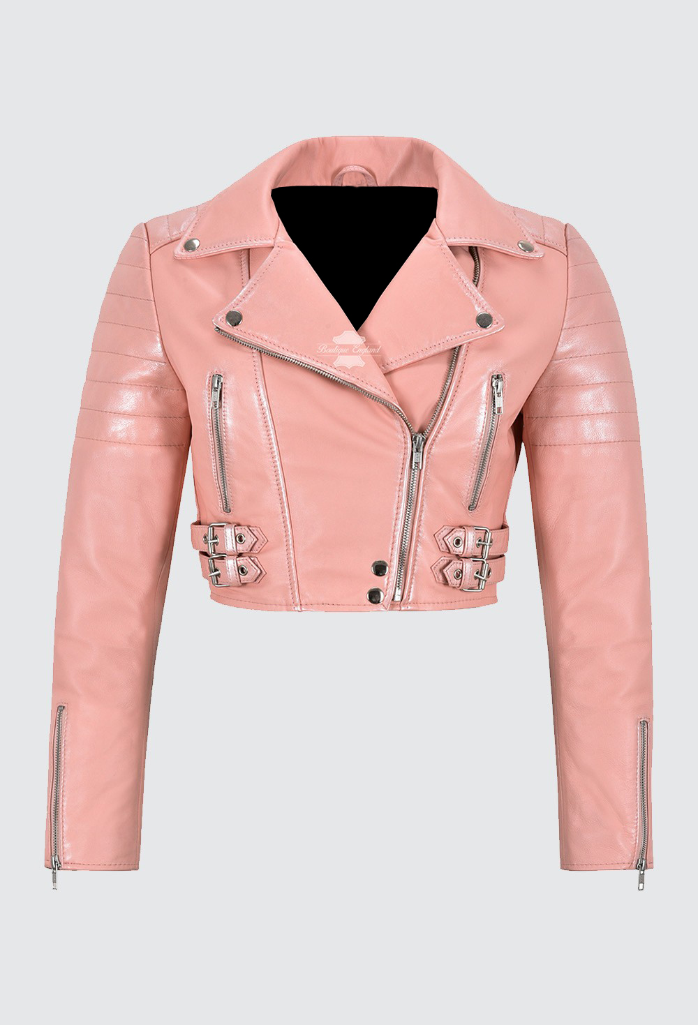 white-pearl-effect-pink-cropped-bikers-fashion-jacket white-pearl-effect-pink-cropped-bikers-fashion-jacket