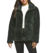 Green Faux Fur Zipper Jacket