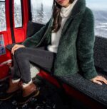 Green Faux Fur Zipper Jacket