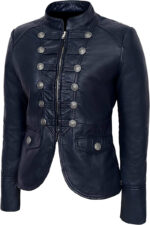 Blue Victory Military Parade Style Real Leather Jacket