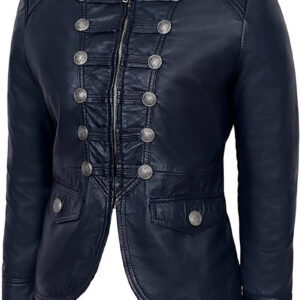 Blue Victory Military Parade Style Real Leather Jacket