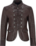 Brown Victory Military Parade Style Real Leather Jacket