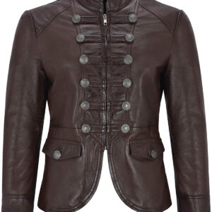 Brown Victory Military Parade Style Real Leather Jacket
