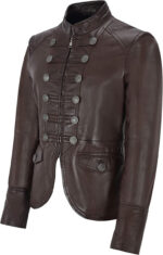 Brown Victory Military Parade Style Real Leather Jacket