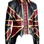 UK Flag Luxury Leather Tail Coat Men's Jacket
