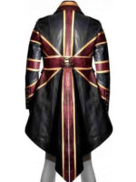 UK Flag Luxury Leather Tail Coat Men's Jacket