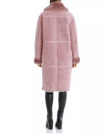 Rose Taupe Double-Breasted Faux Shearling Coat
