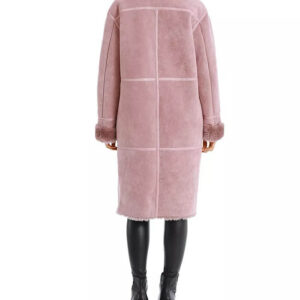 Rose Taupe Double-Breasted Faux Shearling Coat