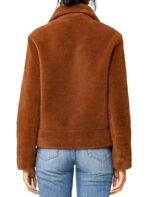Sherpa Jacket With Moto Collar In Cinnamon