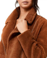 Sherpa Jacket With Moto Collar In Cinnamon