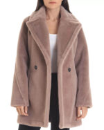 Faux Rabbit Fur Pea Coat