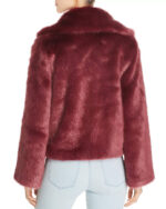 Wine Short Faux Fur Coat