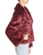 Wine Short Faux Fur Coat