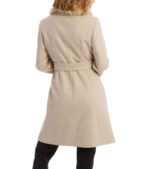 Youth Fashion Oatmeal Faux Fur Collar Coat