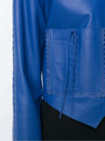 Women Blue Pointed Leather Jackets