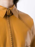 Women Yellow Pointed Leather Jackets