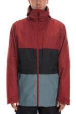 Rusty Red Color Block Satin Jacket