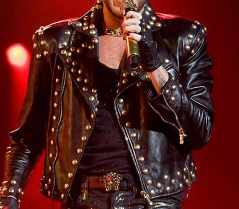 Adam Lambert Concert 2018 Studded Leather Jacket (1) Adam Lambert Concert 2018 Studded Leather Jacket