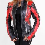 Biker Studded Leather Jacket for Women