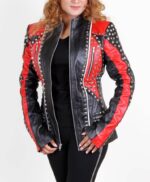 Biker Studded Leather Jacket for Women