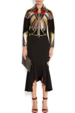 Black In Multi Cropped Patchwork Metallic Leather Jacket