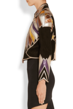 Black In Multi Cropped Patchwork Metallic Leather Jacket