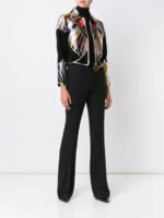 Black In Multi Cropped Patchwork Metallic Leather Jacket