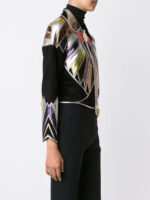 Black In Multi Cropped Patchwork Metallic Leather Jacket
