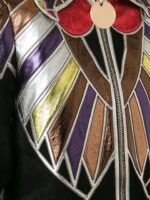 Black In Multi Cropped Patchwork Metallic Leather Jacket