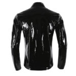 Black Shiny Metallic Leather Jacket