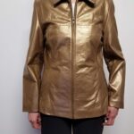 Bronze Metallic Leather Women Jacket