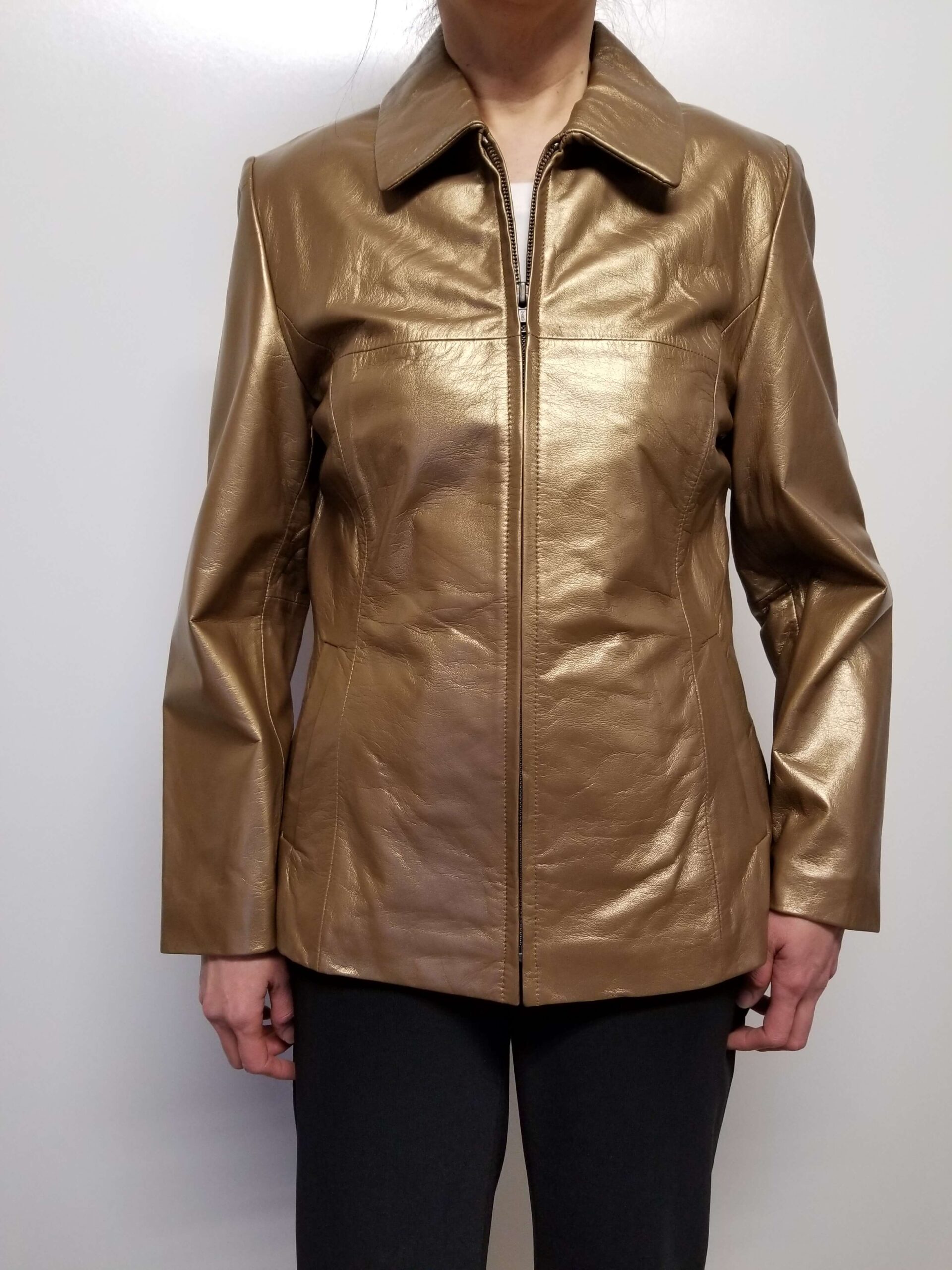 Bronze Metallic Leather Women Jacket (3) Bronze Metallic Leather Women Jacket