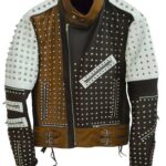 Brown Full Studded Biker Leather Jacket