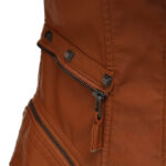 Brown Silver Studded Rivet Leather Jacket