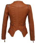Brown Silver Studded Rivet Leather Jacket