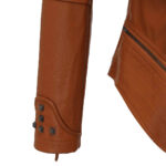 Brown Silver Studded Rivet Leather Jacket