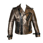 Dark Copper Metallic Leather Men's Jacket