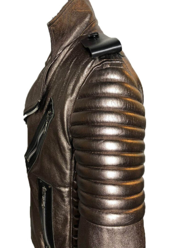 Dark Copper Metallic Leather Men's Jacket